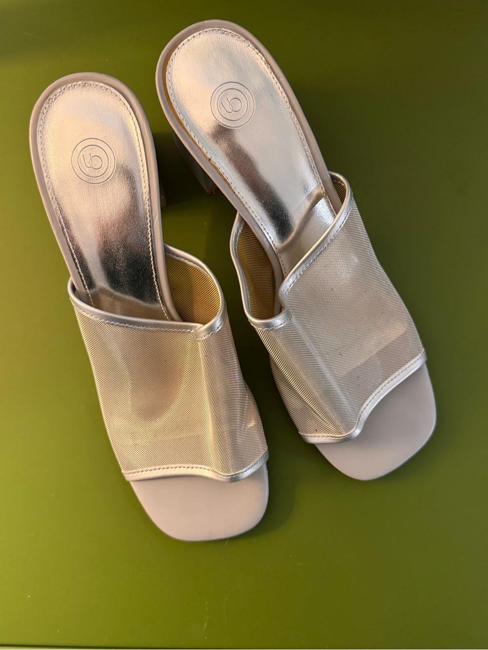 Urban Outfitters Metallic Silver Open-Toe Slide Mules